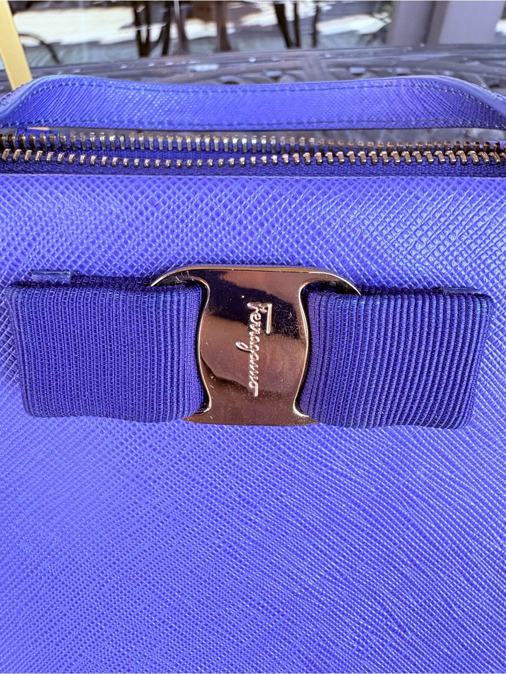 Salvatore Ferragamo Electric Blue Saffiano Tracy Vara Bow Satchel Bag - Picture 3 of 9